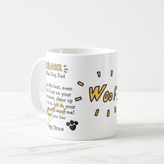Chien Papa Drôle Mignonne Mug Cadeaux Personnalisé (Devant gauche)