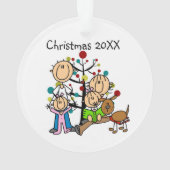 Chien Parents, 2 Filles, Ornement de chien (dos)