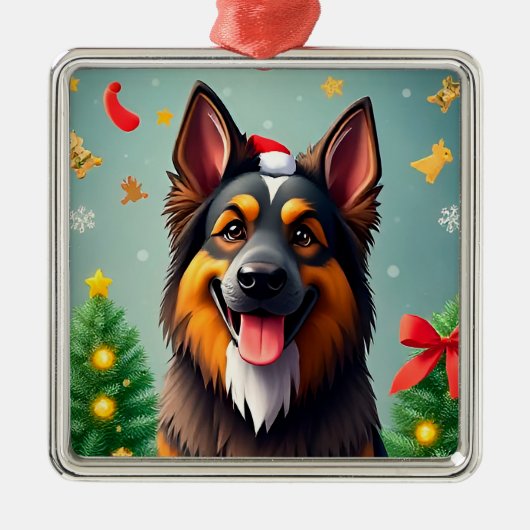 Chien parmi les décorations de Noël (Devant)