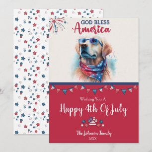 Chien Patriote - Golden Retriever Carte du 4 Juill