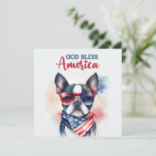 Chien Patriotique - Boston Terrier Carte du 4 juil