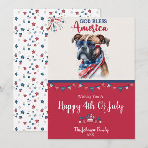 Chien Patriotique - Boxer Carte du 4 Juillet