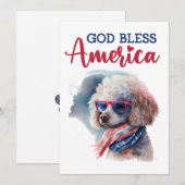 Chien patriotique - Carte 4 juillet de caniche (Devant / Derrière)