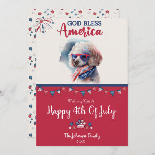 Chien patriotique - Carte 4 juillet de caniche
