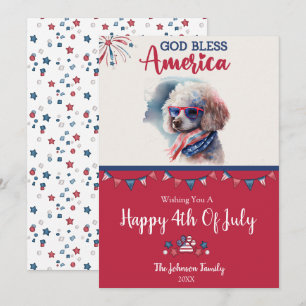 Chien patriotique - Carte 4 juillet de caniche