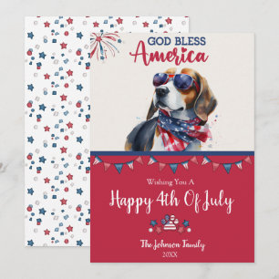 Chien Patriotique - Carte de Beagle pour le 4 juil