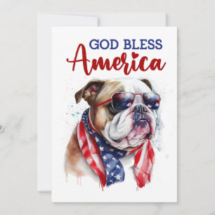 Chien Patriotique - Carte de Bulldog pour le 4 jui