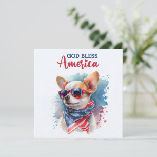 Chien Patriotique-Chihuahua Carte du 4 Juillet