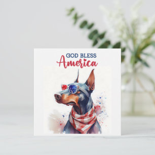 Chien Patriotique - Doberman Carte du 4 juillet