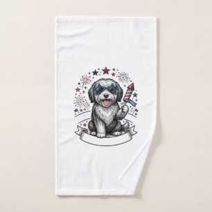Chien Patriotique Feu d'Artifice Vintage Vector T-