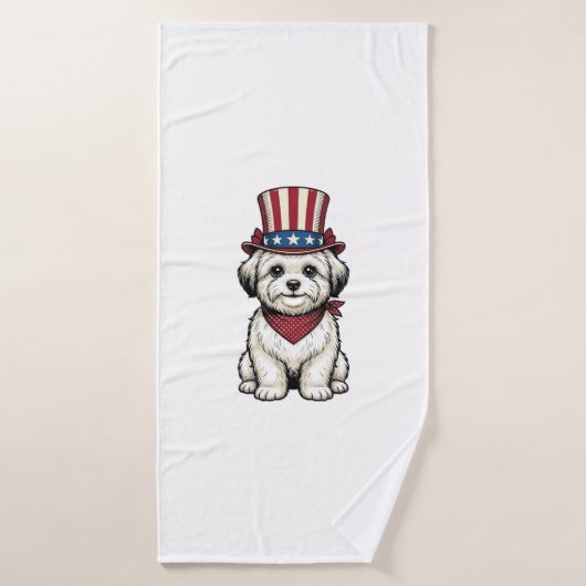 Chien Patriotique Gravure Vintage Design Vectoriel (Serviette de bain)