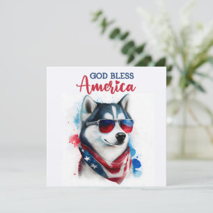 Chien Patriotique-Husky Carte du 4 juillet
