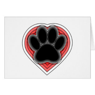 Chien Paw Dans Le Coeur Rouge Avec Les Outlines