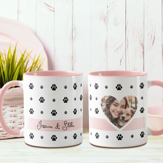 Chien Paw Pink Photo et Texte Mug