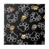 Chien Paws Gris | Carreaux en céramique noire (Devant)