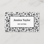 Chien Paws noir et blanc Polka Dot Carte de visite (Devant)