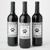 Chien Paws noir et blanc Polka Dot Vin Étiquette (Bouteilles)
