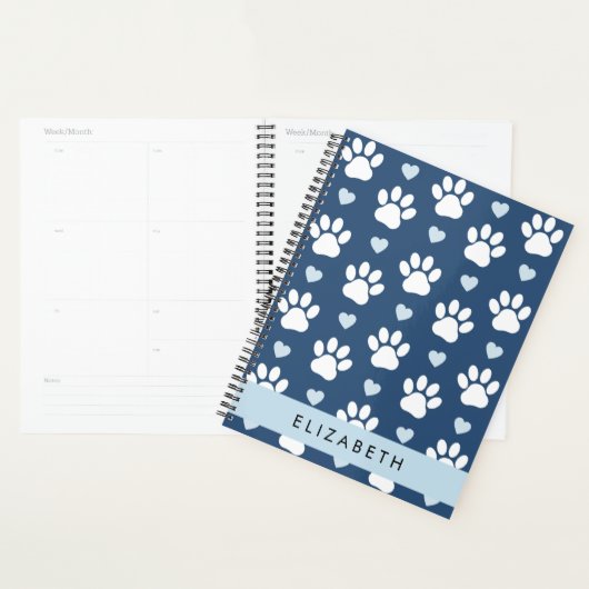 Chien Paws, White Paws, Blue Hearts, Votre Nom (Devant avec enveloppe)