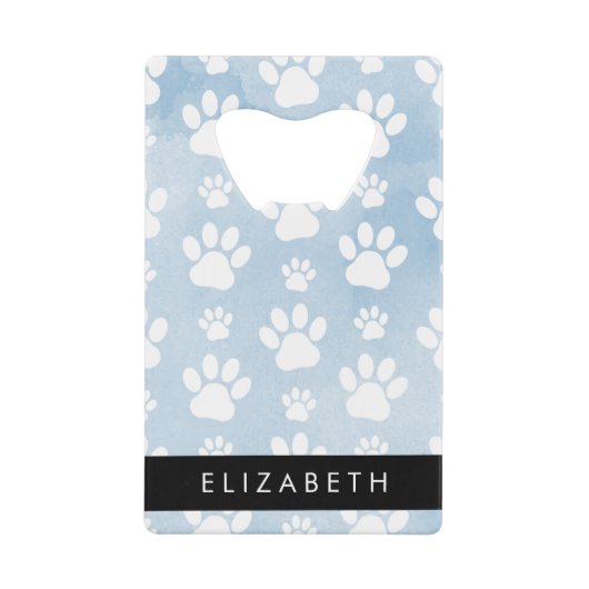 Chien Paws, White Paws, Blue Watercolor, Votre nom (Devant)