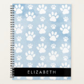 Chien Paws, White Paws, Blue Watercolor, Votre nom (Devant)