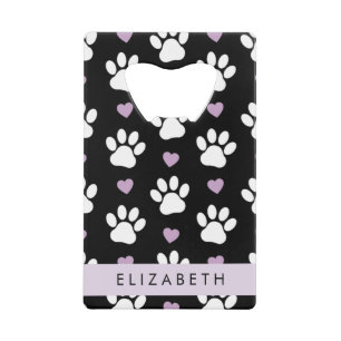 Chien Paws, White Paws, Lilac Hearts, Votre Nom