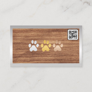 Chien Paws Wood   Carte de visite de code QR