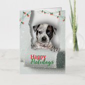 Chien Peeing Christmas Lights Carte de vacances (Recto)