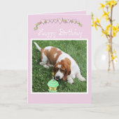 Chien, petits gâteaux, et coeurs de la carte (Fleur jaune)