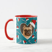 Chien Photo de Noël Santa Hat Turquoise café Mug (Gauche)