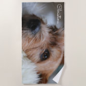 Chien Photo serviette de plage personnalisée (Devant)