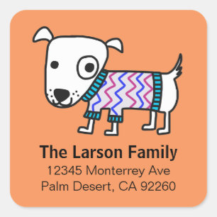 Chien portant Sweat Carré Étiquettes de adresse
