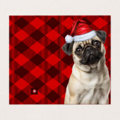 Chien Pug Vacances Plaid Rouge de Noël (Outside Unfolded)