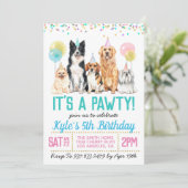 Chien Puppy Paw-ty Invitation d'anniversaire (Debout devant)