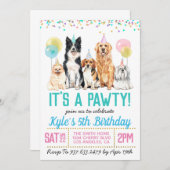 Chien Puppy Paw-ty Invitation d'anniversaire (Devant / Derrière)