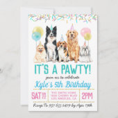 Chien Puppy Paw-ty Invitation d'anniversaire (Devant)