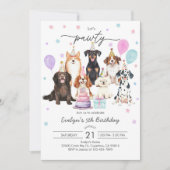 Chien Puppy Pawty Invitation Anniversaire (Devant)