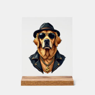 Chien Retriever Doré Vintage Cool en Lunettes de S