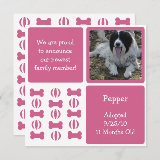 Chien rose Femme Faire-part de chien (Devant / Derrière)