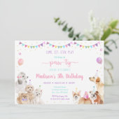 Chien rose Gold Girl Anniversaire Invitation (Debout devant)