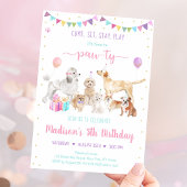 Chien rose Gold Girl Anniversaire Invitation