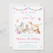 Chien rose Gold Girl Anniversaire Invitation (Devant)