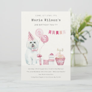 Chien rose mignon Quel âge Anniversaire Invitation
