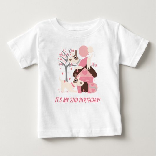 Chien rose rose customisé Tshirt d'anniversaire (Devant)