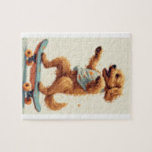 Chien roulant sur skateboard Puzzle (Horizontal)