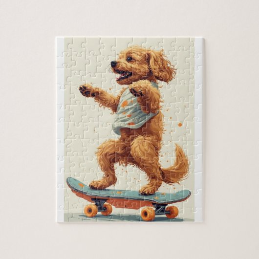 Chien roulant sur skateboard Puzzle (Vertical)