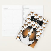 Chien Sable Sheltie avec os de chien et nom (Devant avec enveloppe)