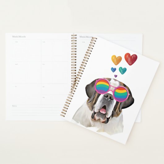Chien Saint-Bernard avec coeurs Saint-Valentin (Devant avec enveloppe)