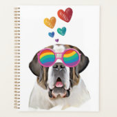 Chien Saint-Bernard avec coeurs Saint-Valentin (Devant)