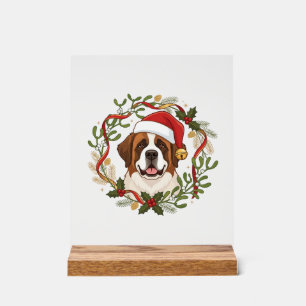 Chien Saint-Bernard Chapeau de Père Noël Couronne