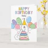 Chien Samoyé Blanc Bonne carte d'anniversaire (Fleur jaune)